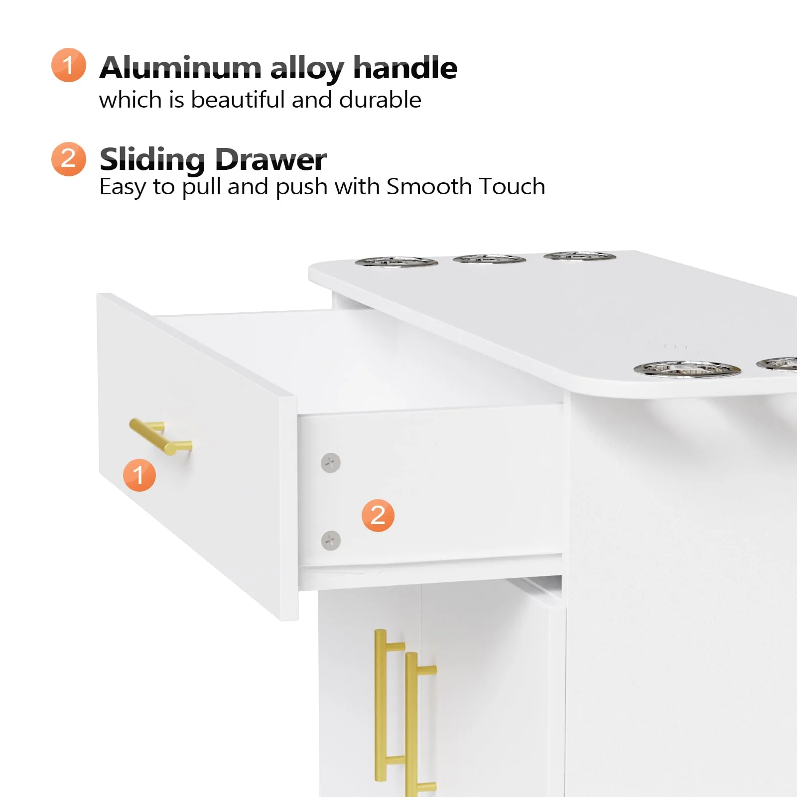 OmySalon HSC-21 Salon Station Cabinet Free Standing Storage Station with 1 Drawers 1 Storage Cabinet 6 Hair Dryer Holders - Image 14