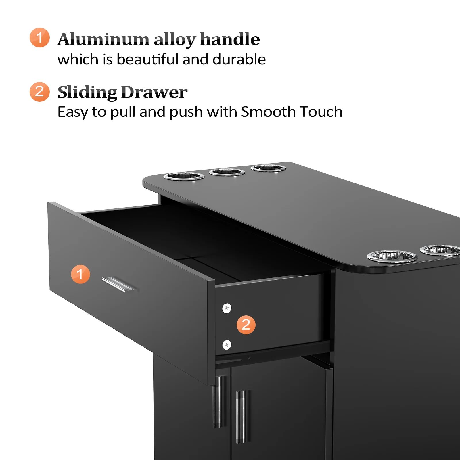 OmySalon HSC-21 Salon Station Cabinet Free Standing Storage Station with 1 Drawers 1 Storage Cabinet 6 Hair Dryer Holders - Image 6