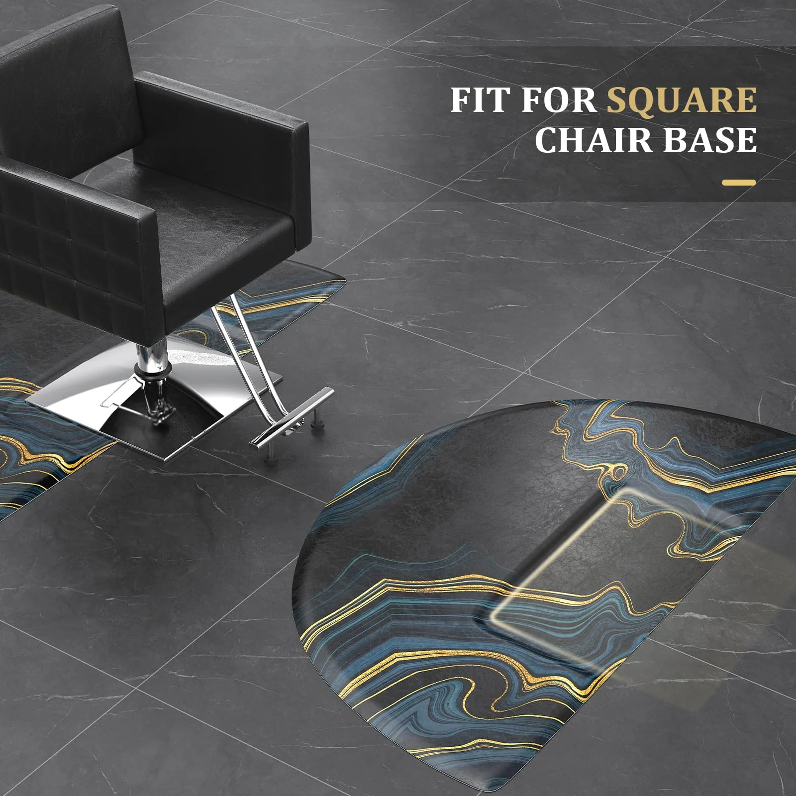 OmySalon 3' x 5' Circular Anti Fatigue Salon Mat for Square Base Styling Chair - Image 10