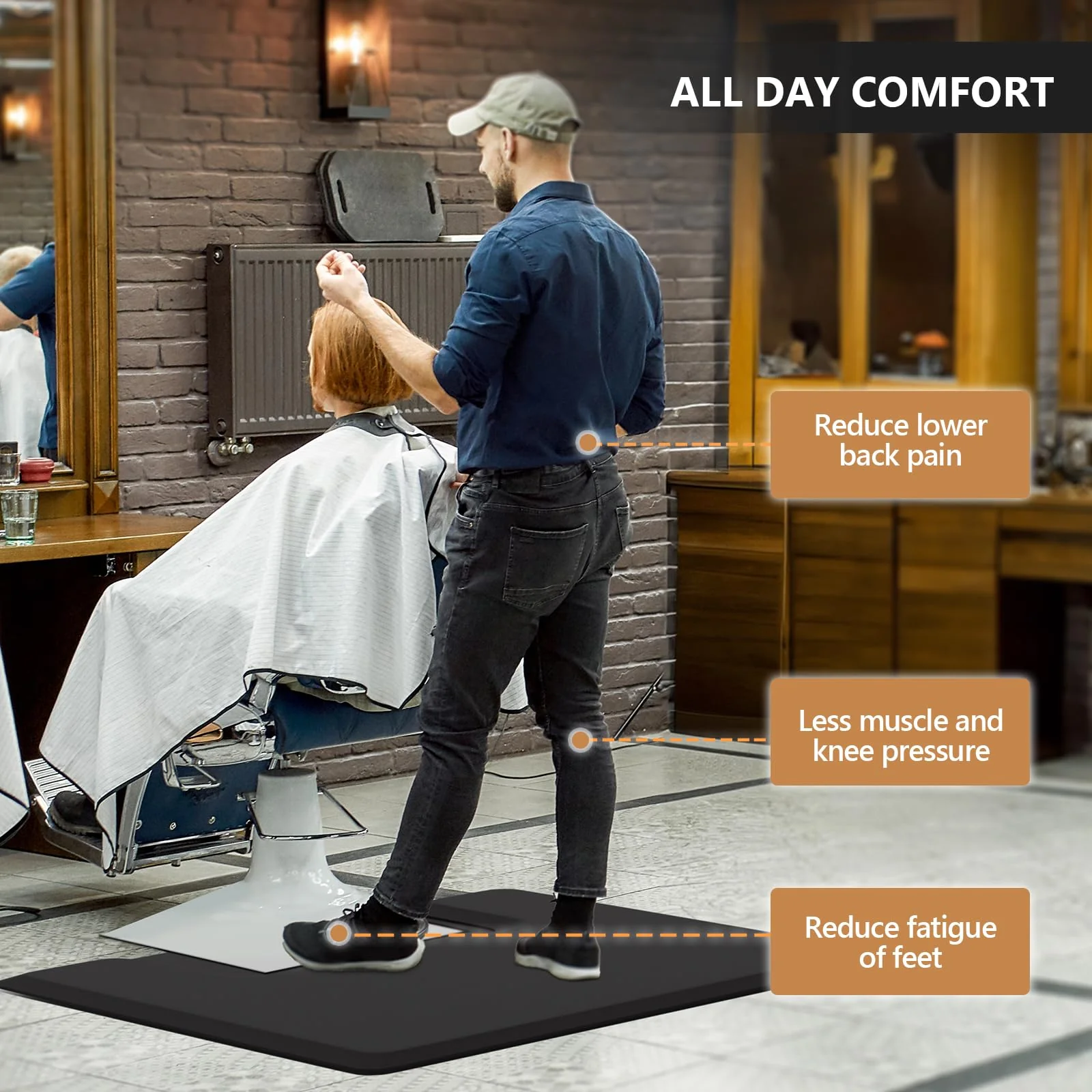 OmySalon Rectangle Anti Fatigue Mat Salon Barber Mat for Square Base Styling Chair 1/2in 3/4in Thick - Image 10