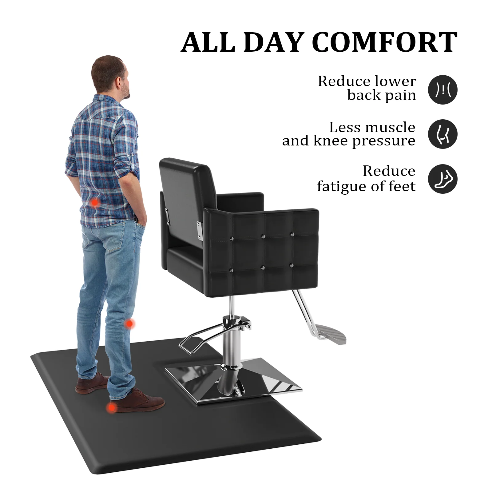 OmySalon Rectangle Anti Fatigue Mat Salon Barber Mat for Square Base Styling Chair 1/2in 3/4in Thick - Image 27