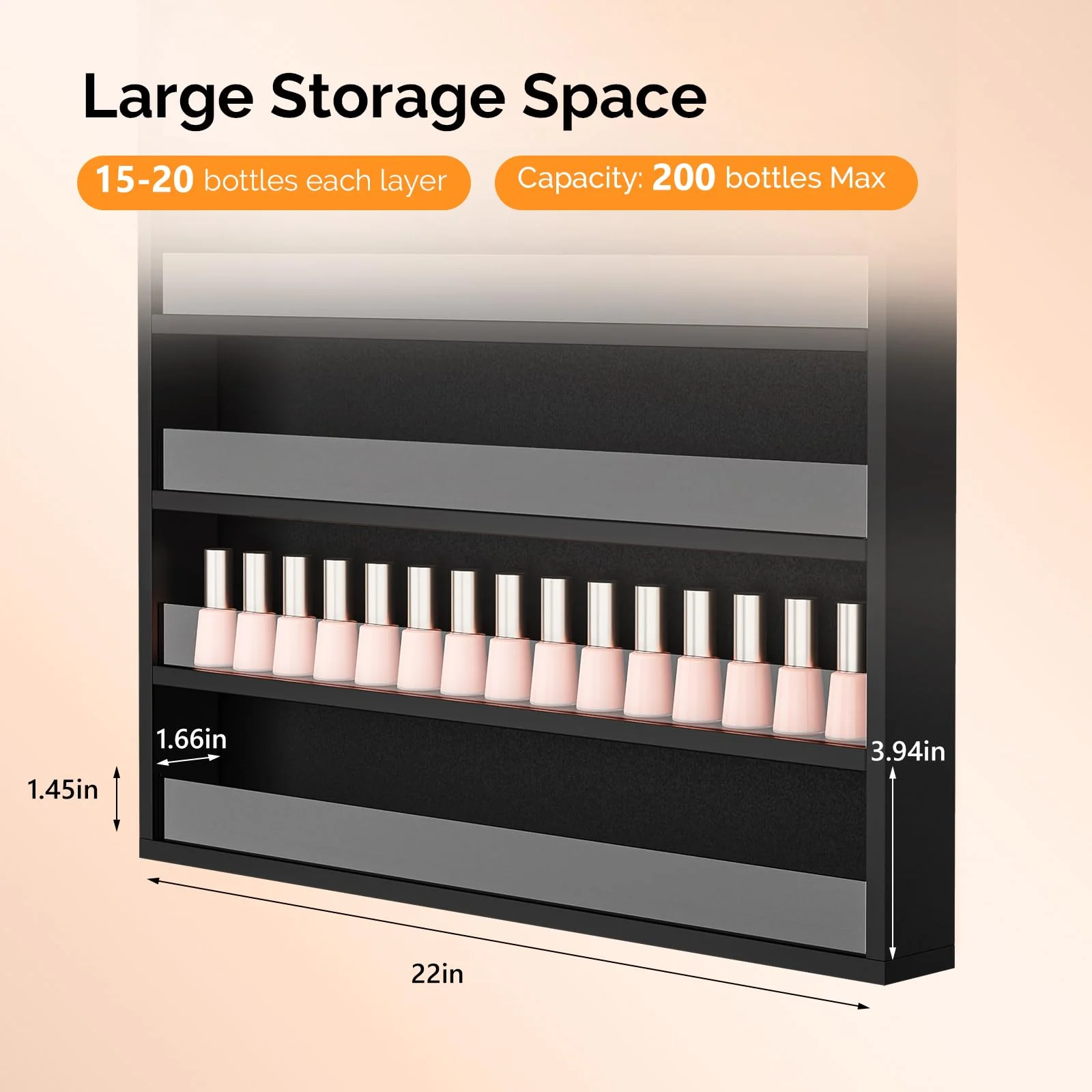 OmySalon 10 Layers Wall Mount Nail Polish Organizer Rack w/Acrylic Baffle - Image 13