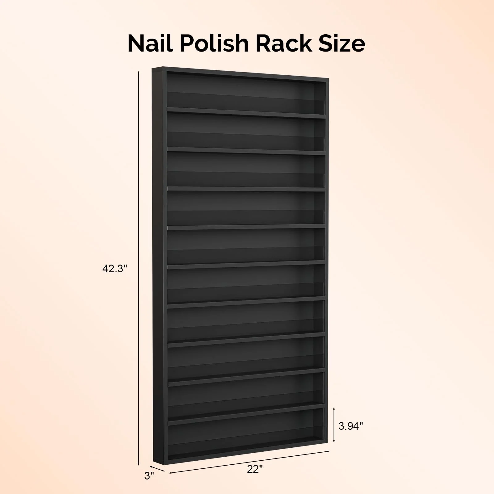 OmySalon 10 Layers Wall Mount Nail Polish Organizer Rack w/Acrylic Baffle - Image 14