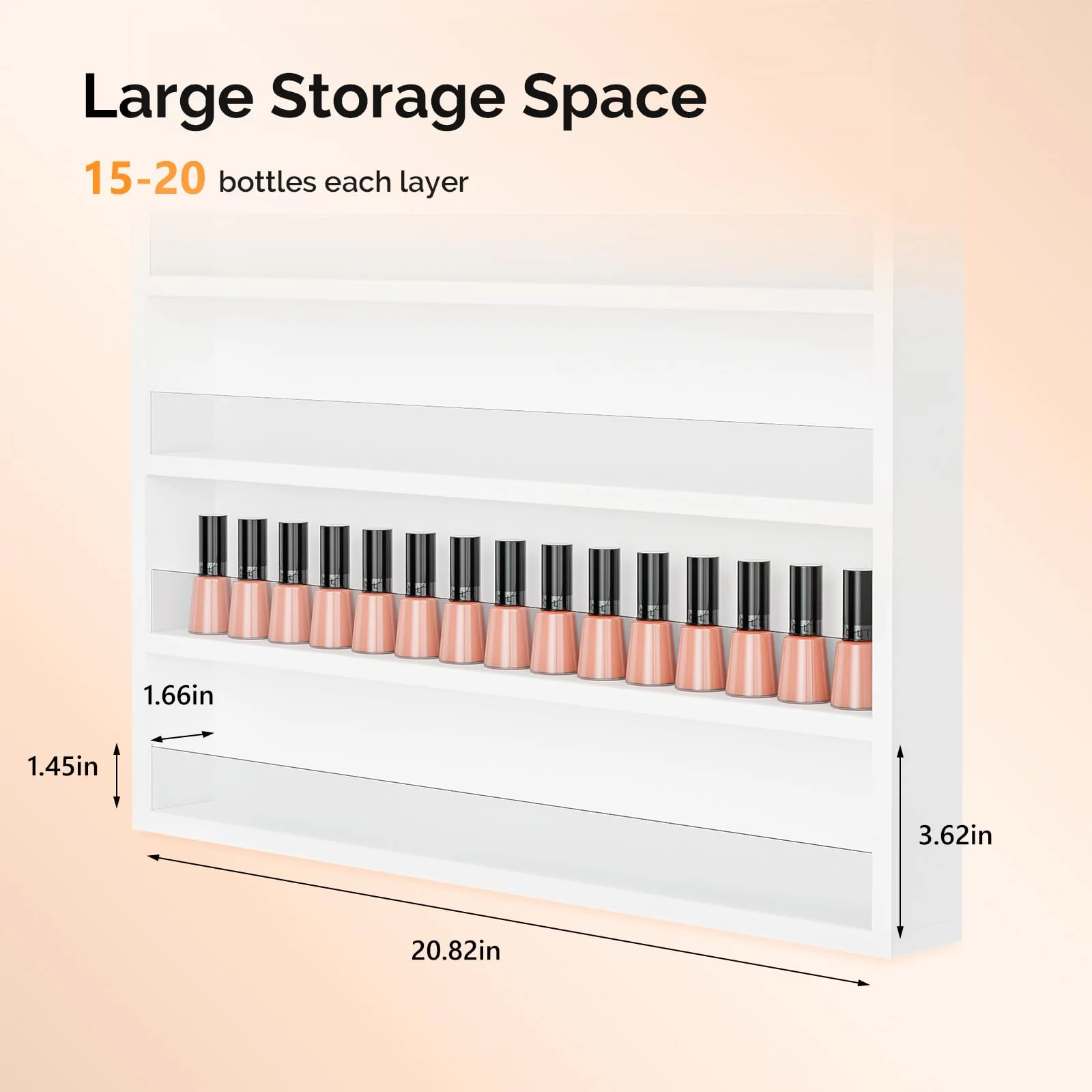 OmySalon 10 Layers Wall Mount Nail Polish Organizer Rack w/Acrylic Baffle - Image 6
