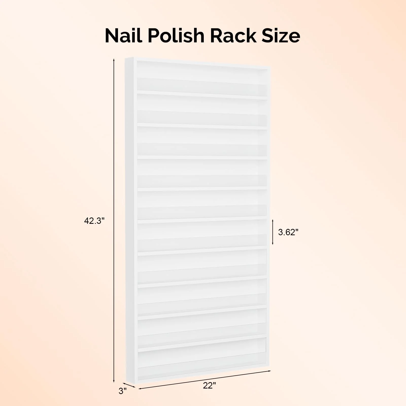 OmySalon 10 Layers Wall Mount Nail Polish Organizer Rack w/Acrylic Baffle - Image 7