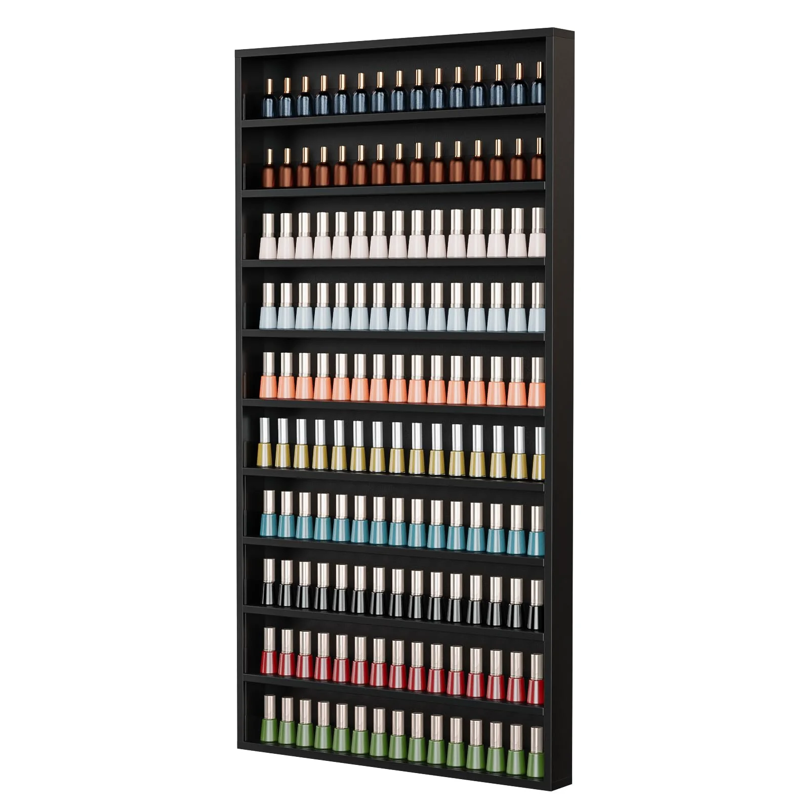 OmySalon 10 Layers Wall Mount Nail Polish Organizer Rack w/Acrylic Baffle - Image 9