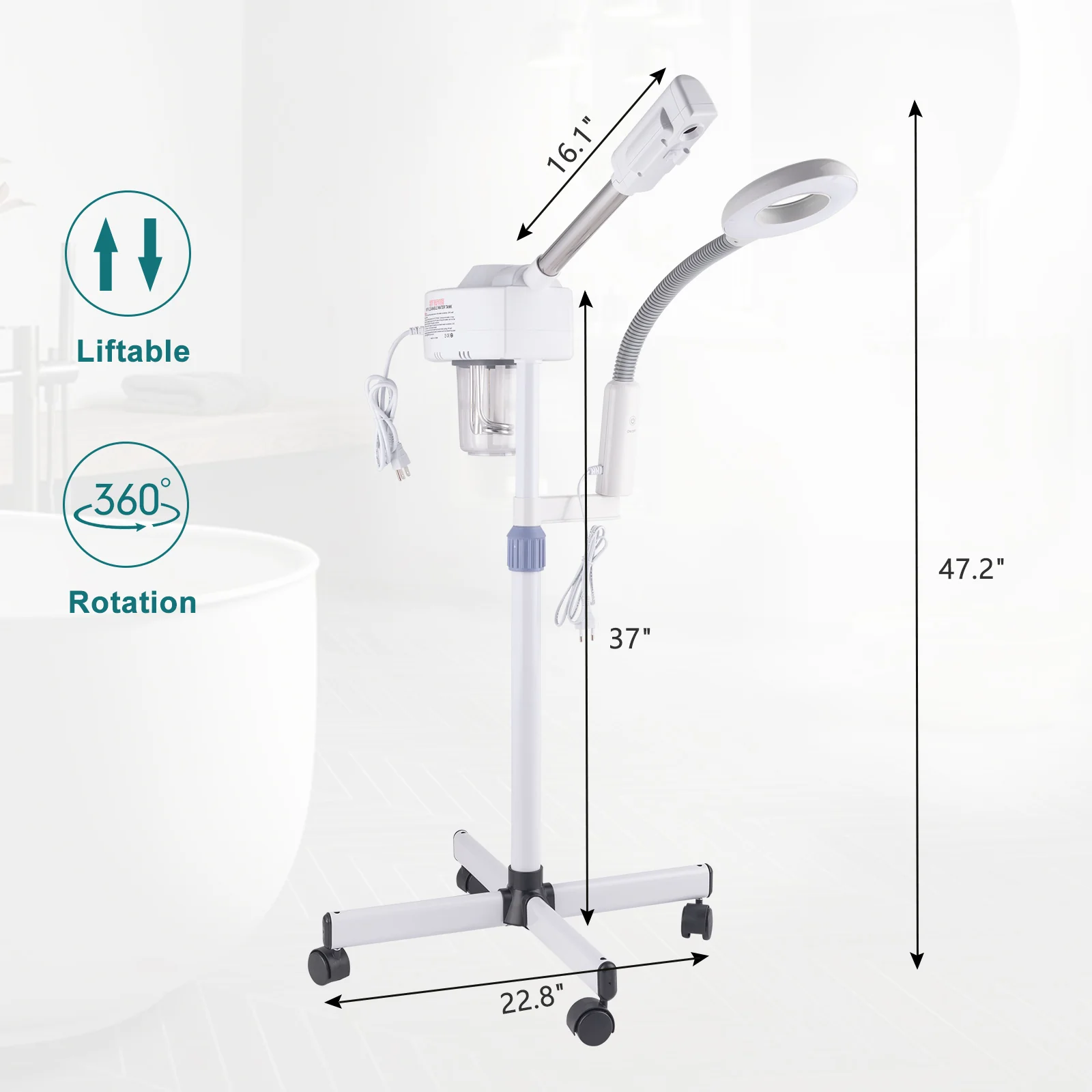 OmySalon 2 in 1 Professional Touch Screen Facial Steamer with 5X Magnifying Lamp - Image 7