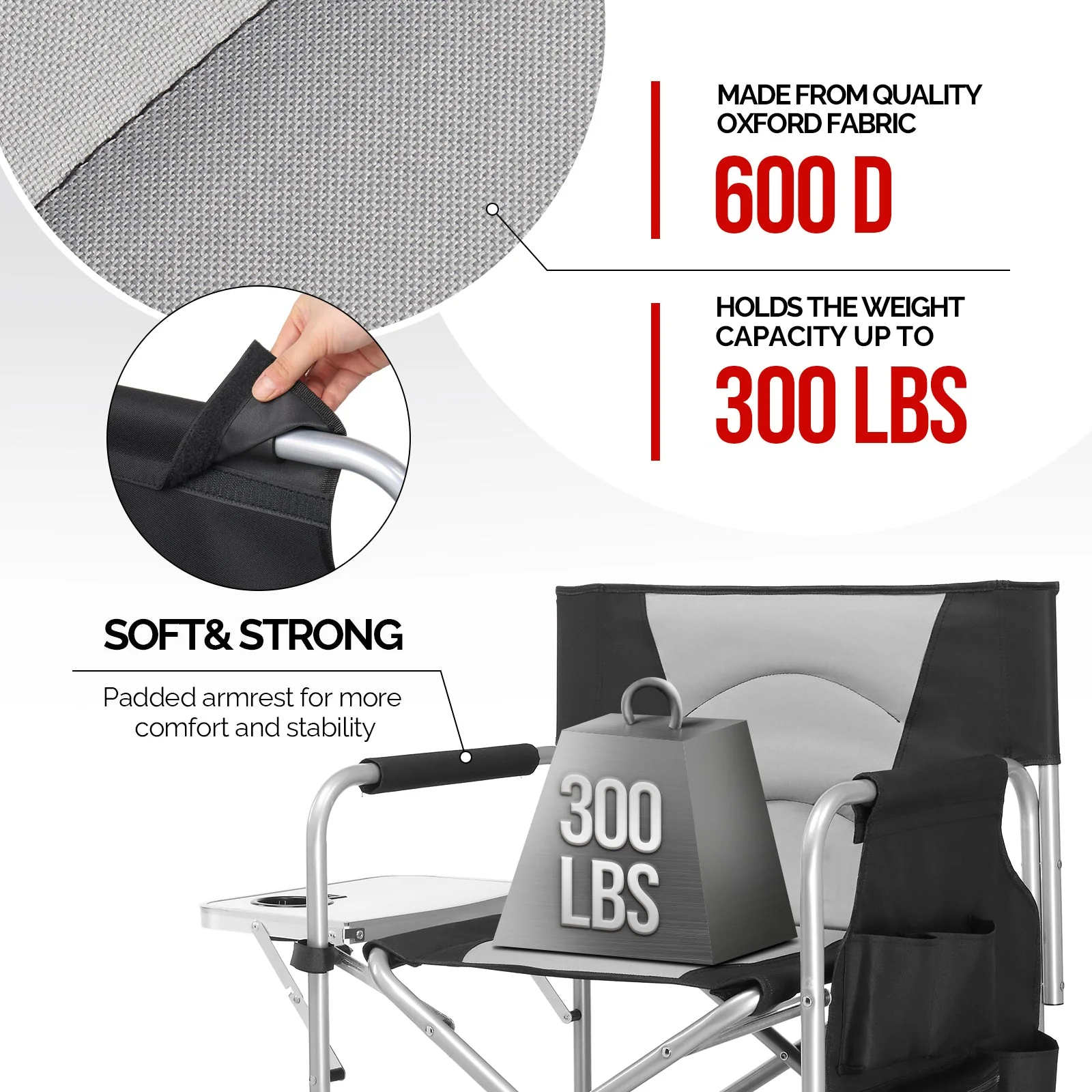 OmySalon Portable Folding Director Chair Makeup Artist Chair with Side Table 22in/26in/30in - Image 19