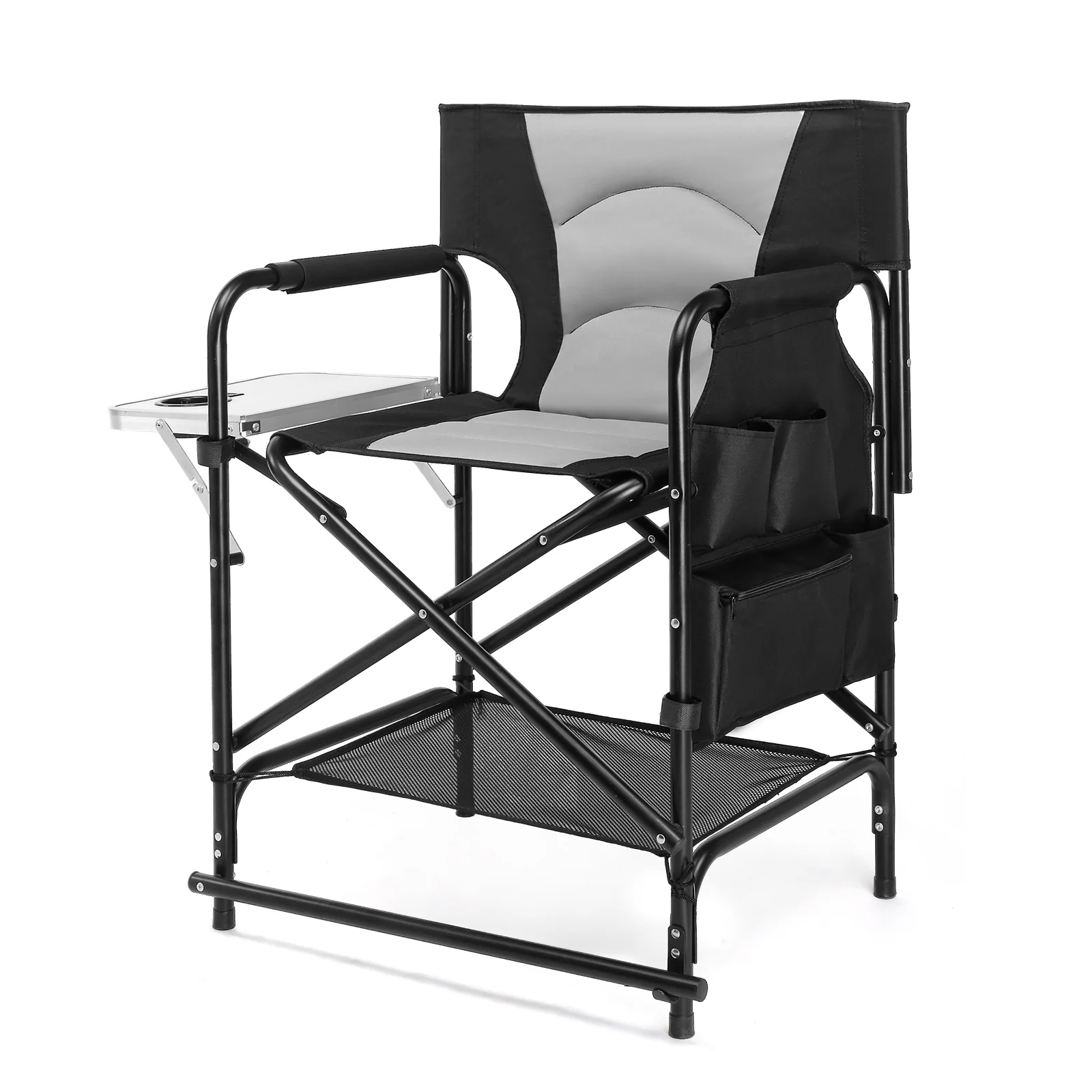 OmySalon Portable Folding Director Chair Makeup Artist Chair with Side Table 22in/26in/30in - Image 3