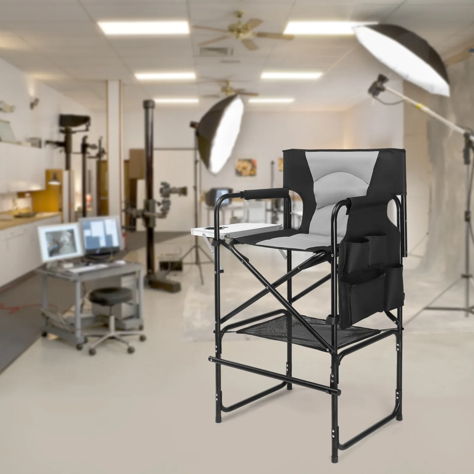 OmySalon Portable Folding Director Chair Makeup Artist Chair with Side Table 22in/26in/30in - Image 34