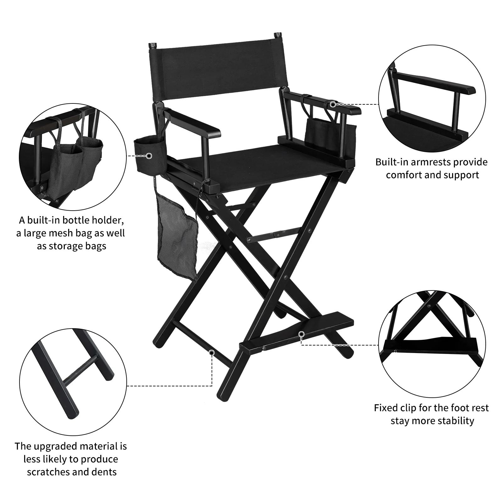 Omysalon 24in Director Chair Folding Artist Makeup Chair - Image 6