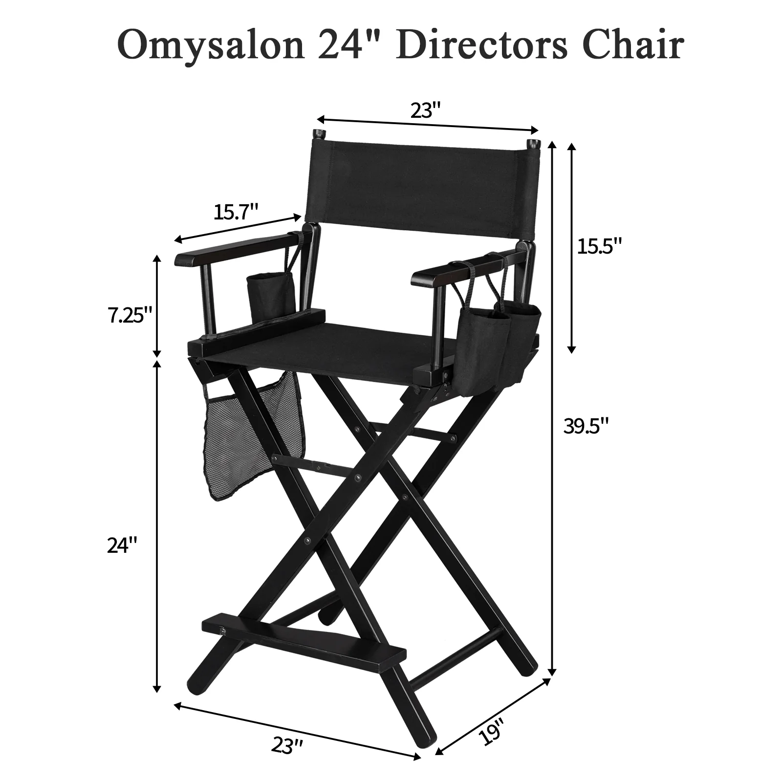 Omysalon 24in Director Chair Folding Artist Makeup Chair - Image 9