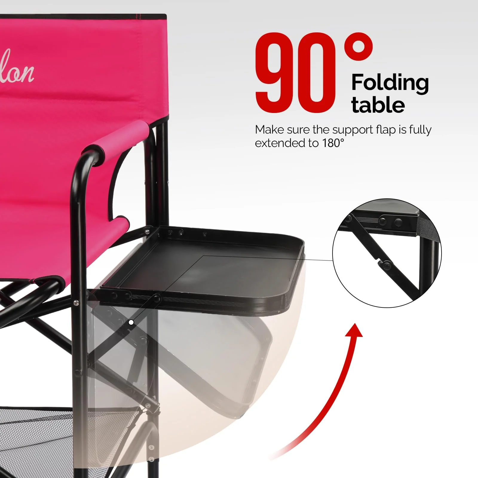OmySalon 31in Portable Folding Director Chair with 2 Retractable Side Tables & 2 Side Bags - Image 10