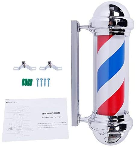 OmySalon 28in Classic Style Barber Pole LED Light with Rotating Red White Blue LED Strips - Image 3
