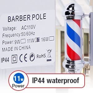 OmySalon 28in Classic Style Barber Pole LED Light with Rotating Red White Blue LED Strips - Image 6
