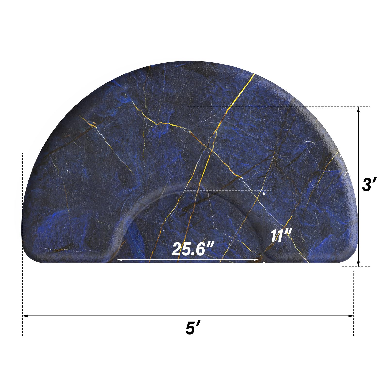 OmySalon 3'x5' Semi Circle Salon Anti Fatigue Mat with Round Cutout 5/8" Thick - Image 13