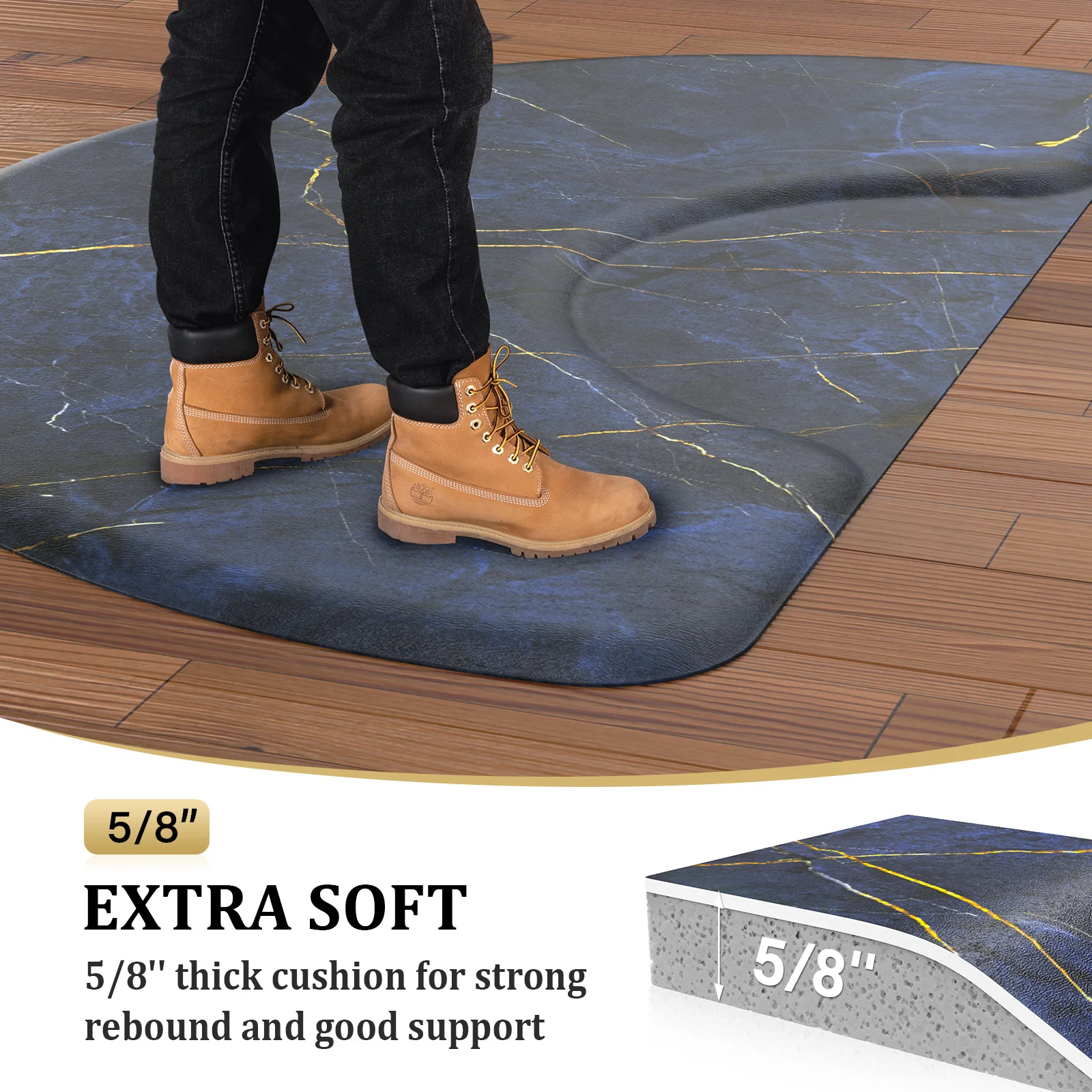 OmySalon 3'x5' Semi Circle Salon Anti Fatigue Mat with Round Cutout 5/8" Thick - Image 15