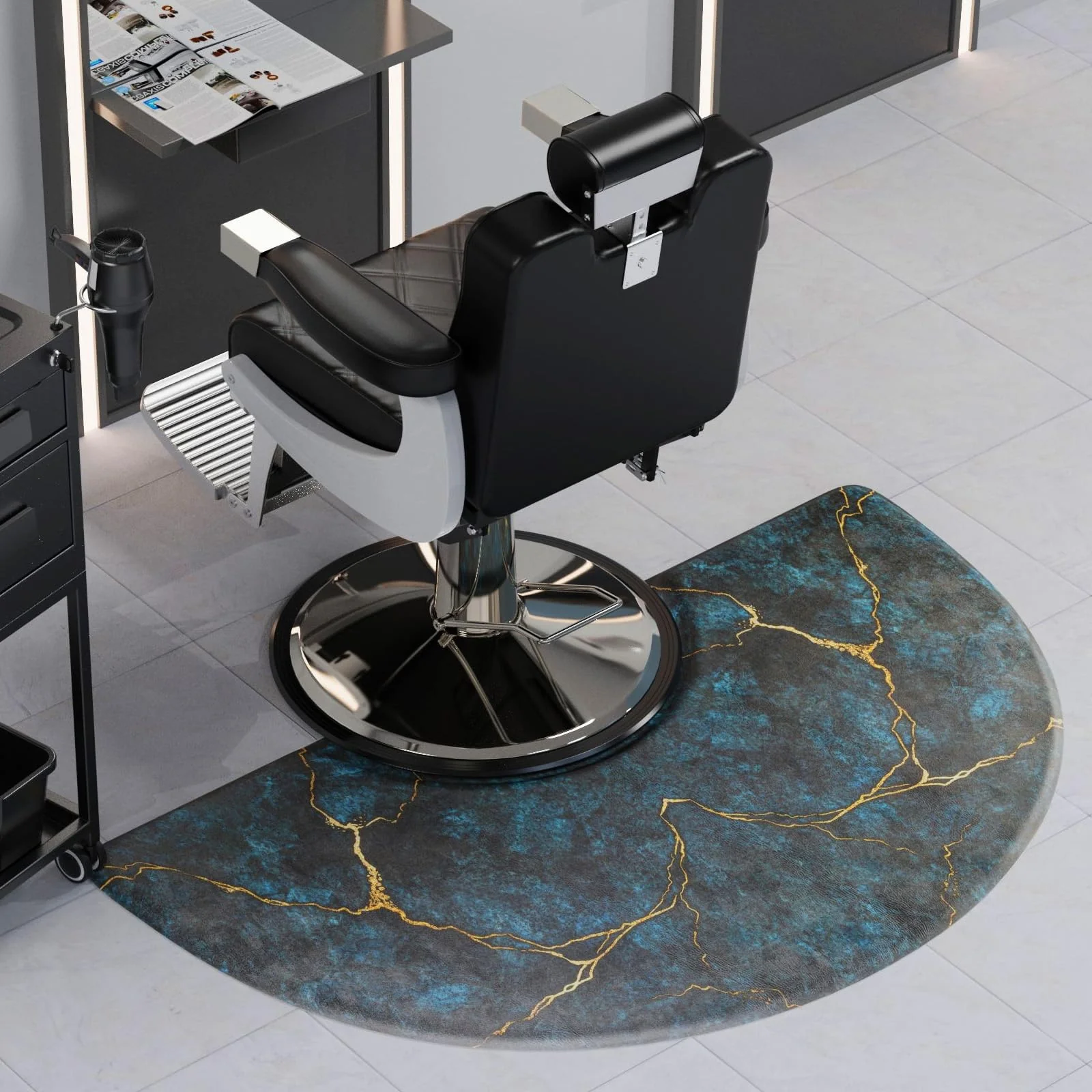 OmySalon 3'x5' Semi Circle Salon Anti Fatigue Mat with Round Cutout 5/8" Thick - Image 21