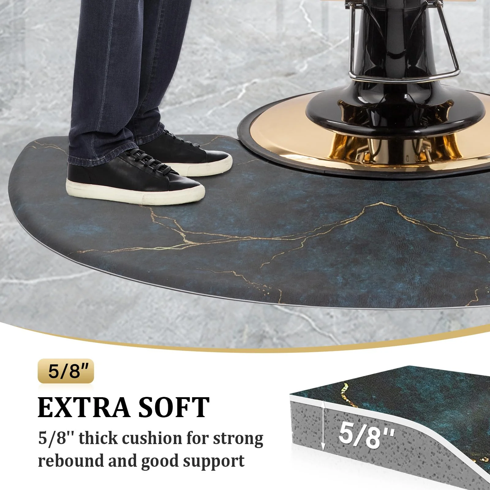 OmySalon 3'x5' Semi Circle Salon Anti Fatigue Mat with Round Cutout 5/8" Thick - Image 23