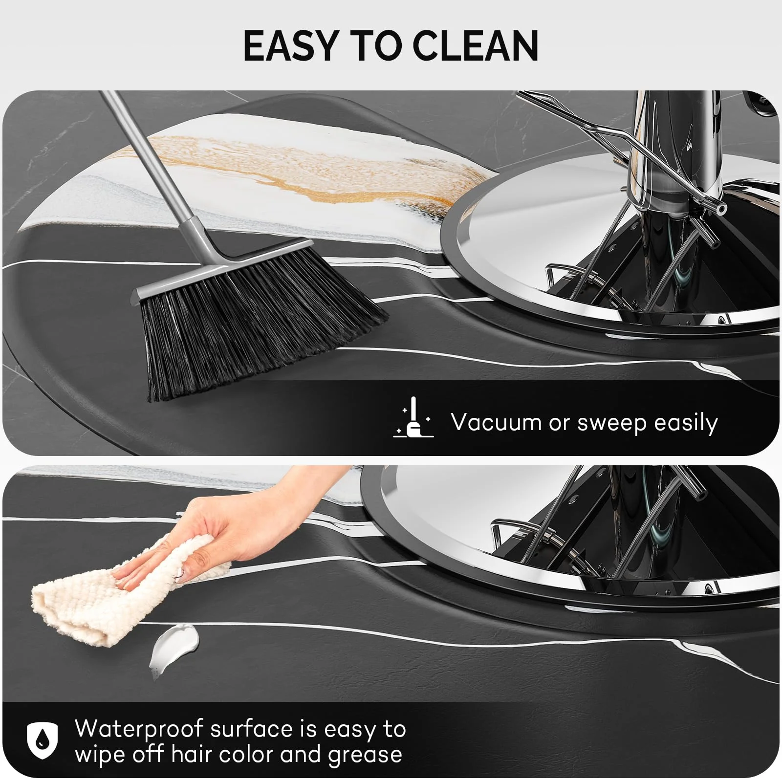 OmySalon 3'x5' Semi Circle Salon Anti Fatigue Mat with Round Cutout 5/8" Thick - Image 41