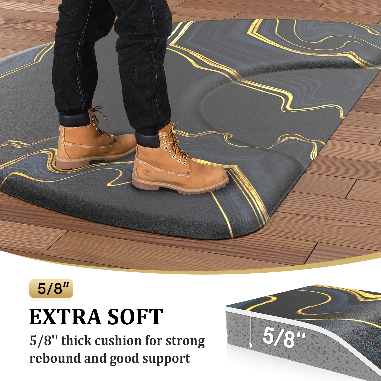 OmySalon 3'x5' Semi Circle Salon Anti Fatigue Mat with Round Cutout 5/8" Thick - Image 5