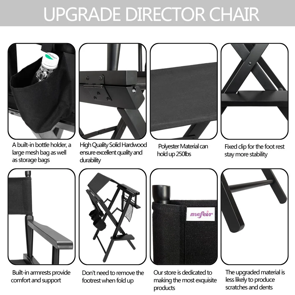 Omysalon 31in Director Chair Folding Artist Makeup Chair - Image 4