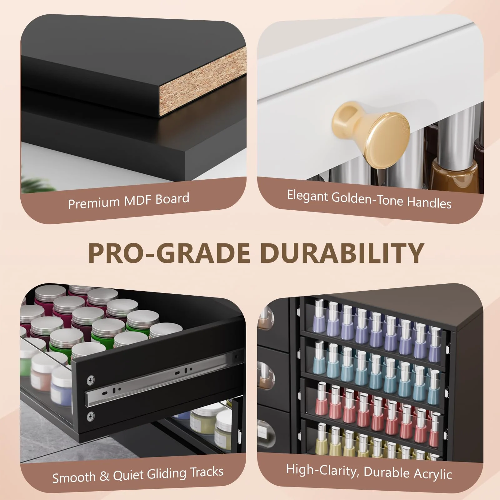 OmySalon Floor-Standing Nail Polish & Powder Organizer Cabinet with Drawers - Image 12