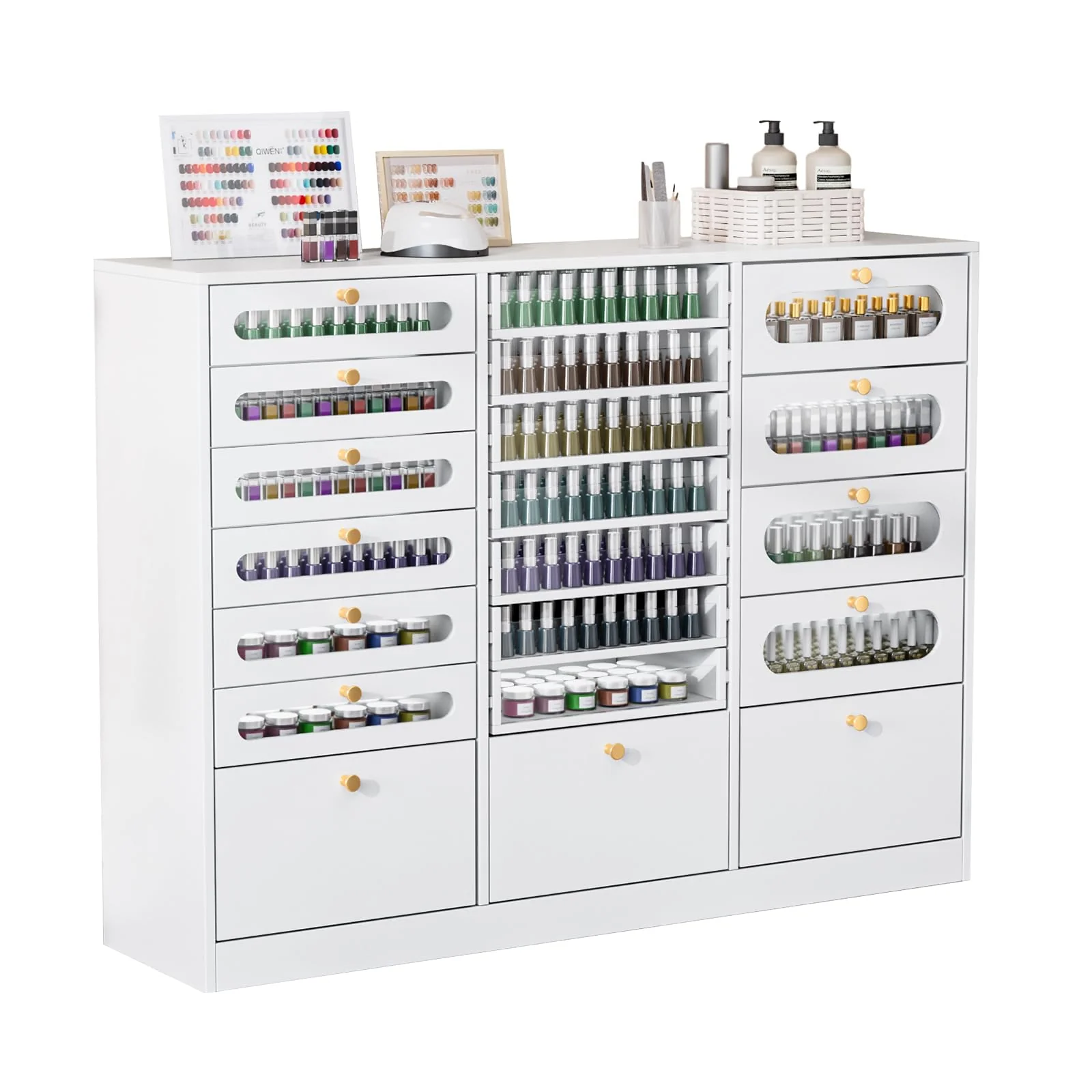 OmySalon Floor-Standing Nail Polish & Powder Organizer Cabinet with Drawers - Image 13