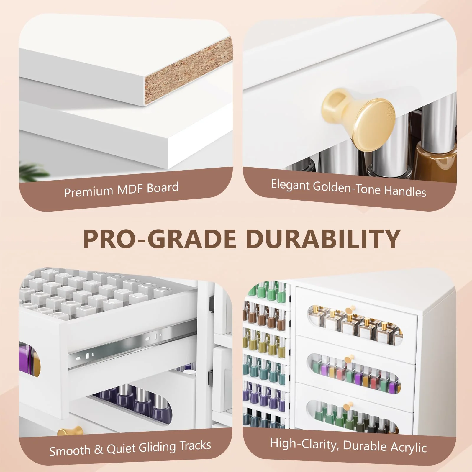 OmySalon Floor-Standing Nail Polish & Powder Organizer Cabinet with Drawers - Image 18