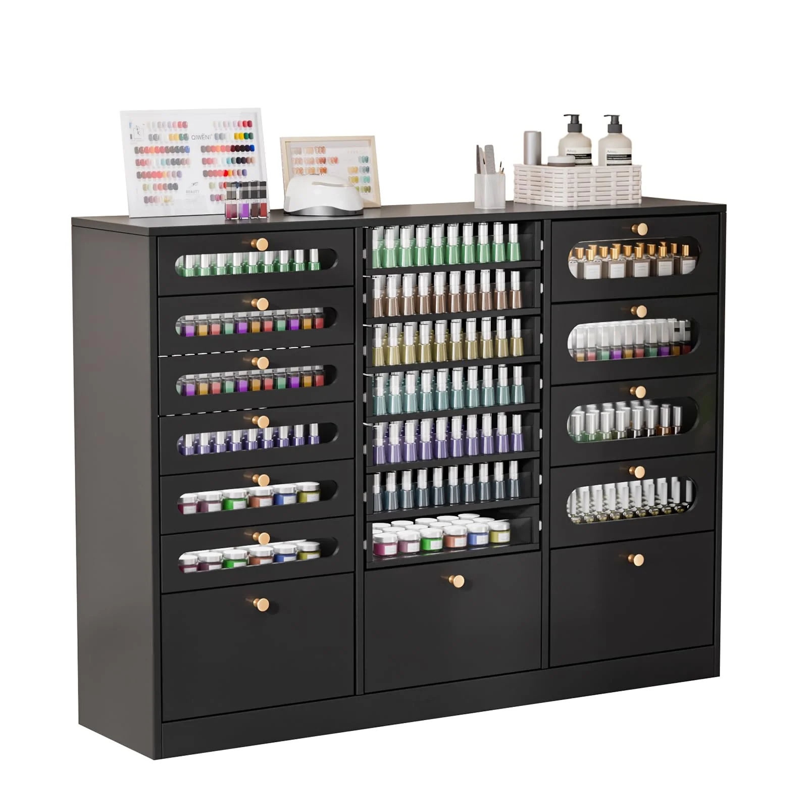 OmySalon Floor-Standing Nail Polish & Powder Organizer Cabinet with Drawers - Image 20
