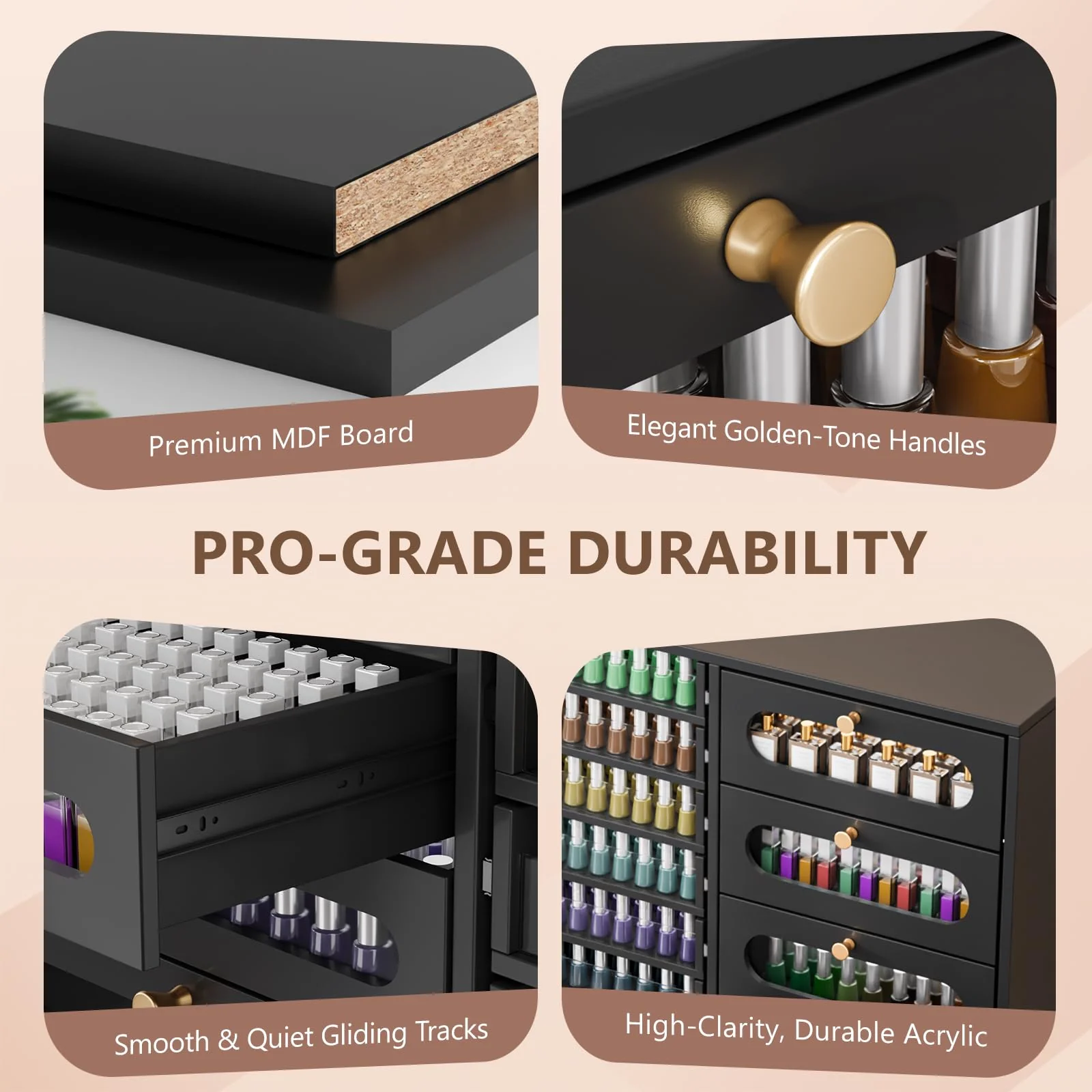 OmySalon Floor-Standing Nail Polish & Powder Organizer Cabinet with Drawers - Image 25