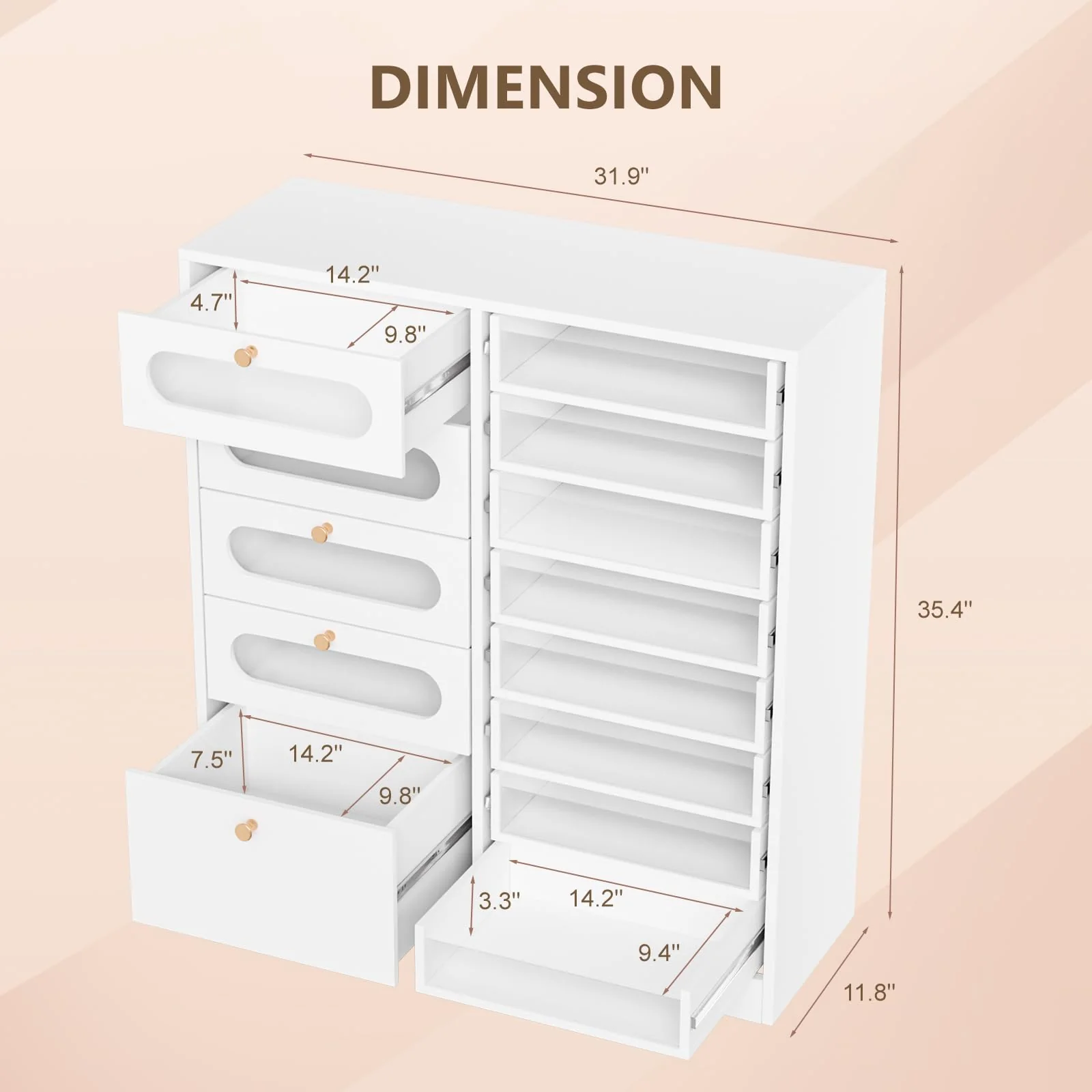 OmySalon Floor-Standing Nail Polish & Powder Organizer Cabinet with Drawers - Image 3