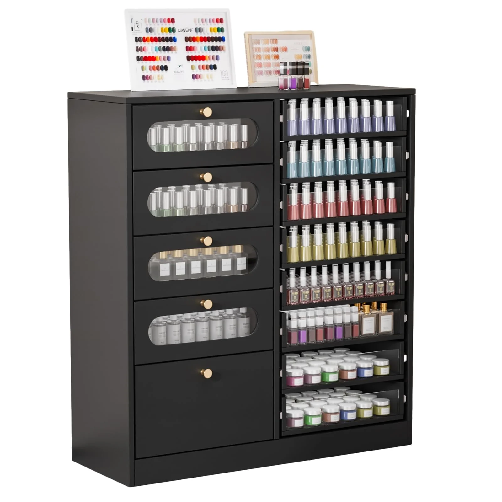 OmySalon Floor-Standing Nail Polish & Powder Organizer Cabinet with Drawers - Image 7
