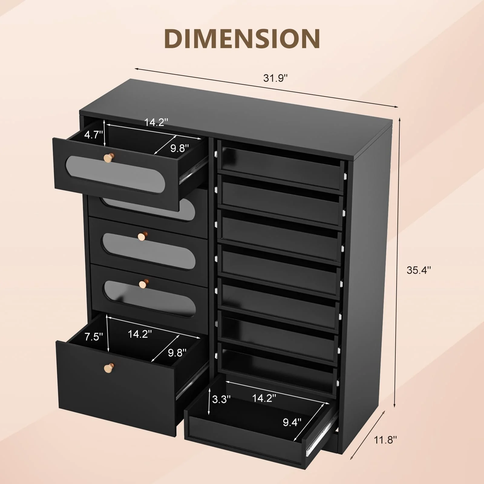 OmySalon Floor-Standing Nail Polish & Powder Organizer Cabinet with Drawers - Image 9