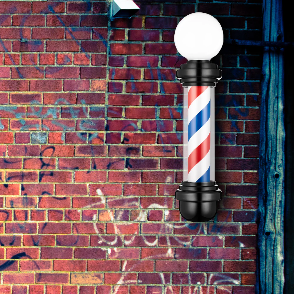 OmySalon 32in Barber Pole Light Rotating Red White Blue LED Strips - Image 3