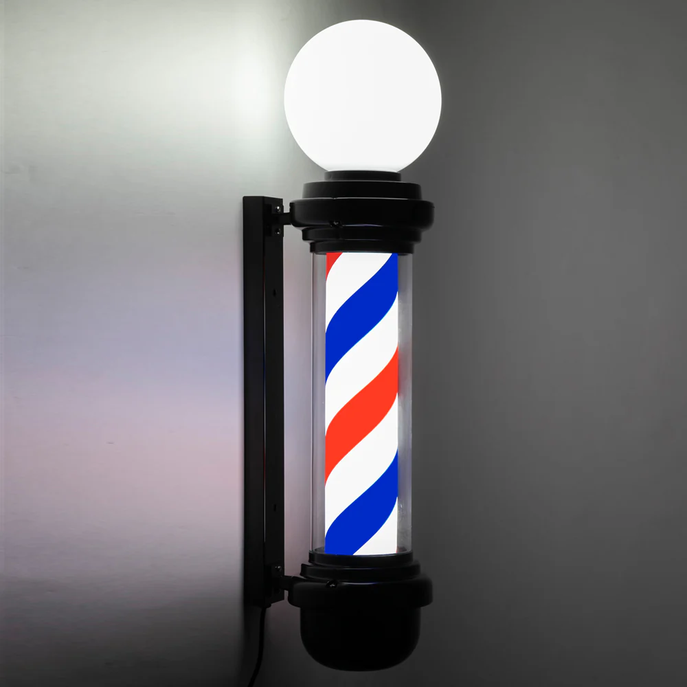 OmySalon 32in Barber Pole Light Rotating Red White Blue LED Strips - Image 4