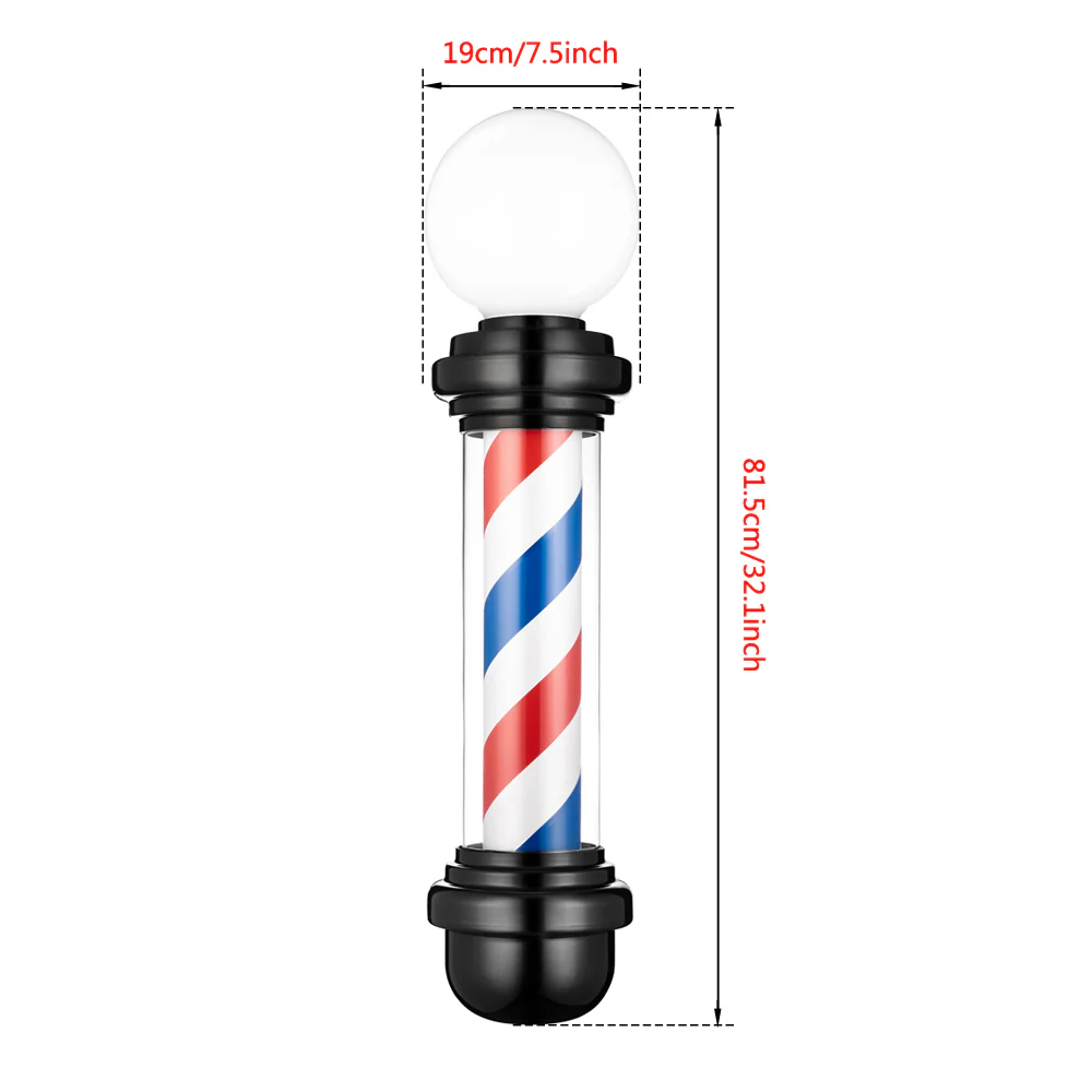 OmySalon 32in Barber Pole Light Rotating Red White Blue LED Strips - Image 7