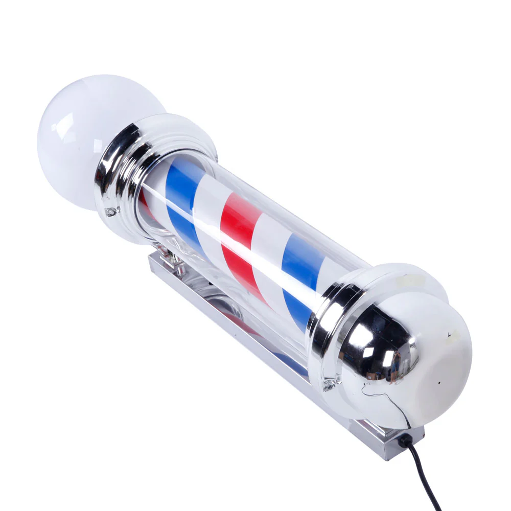 OmySalon 32in Classic Style Barber Pole LED Light with Rotating Red White Blue LED Strips - Image 3
