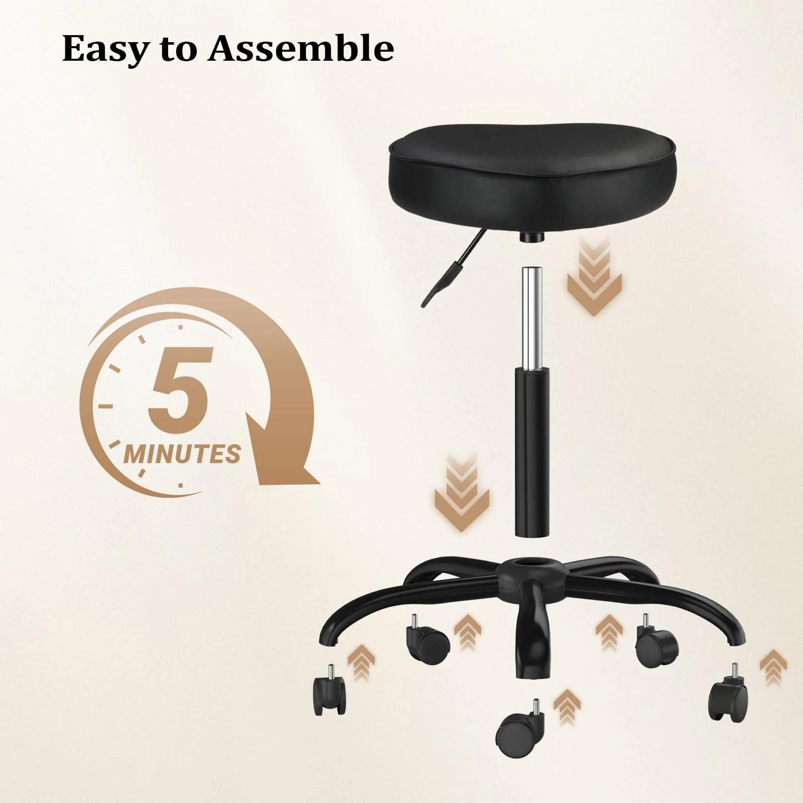 OmySalon 360° Swivel Heart-Shaped Hydraulic Rolling Salon Stool with Wheels - Image 10