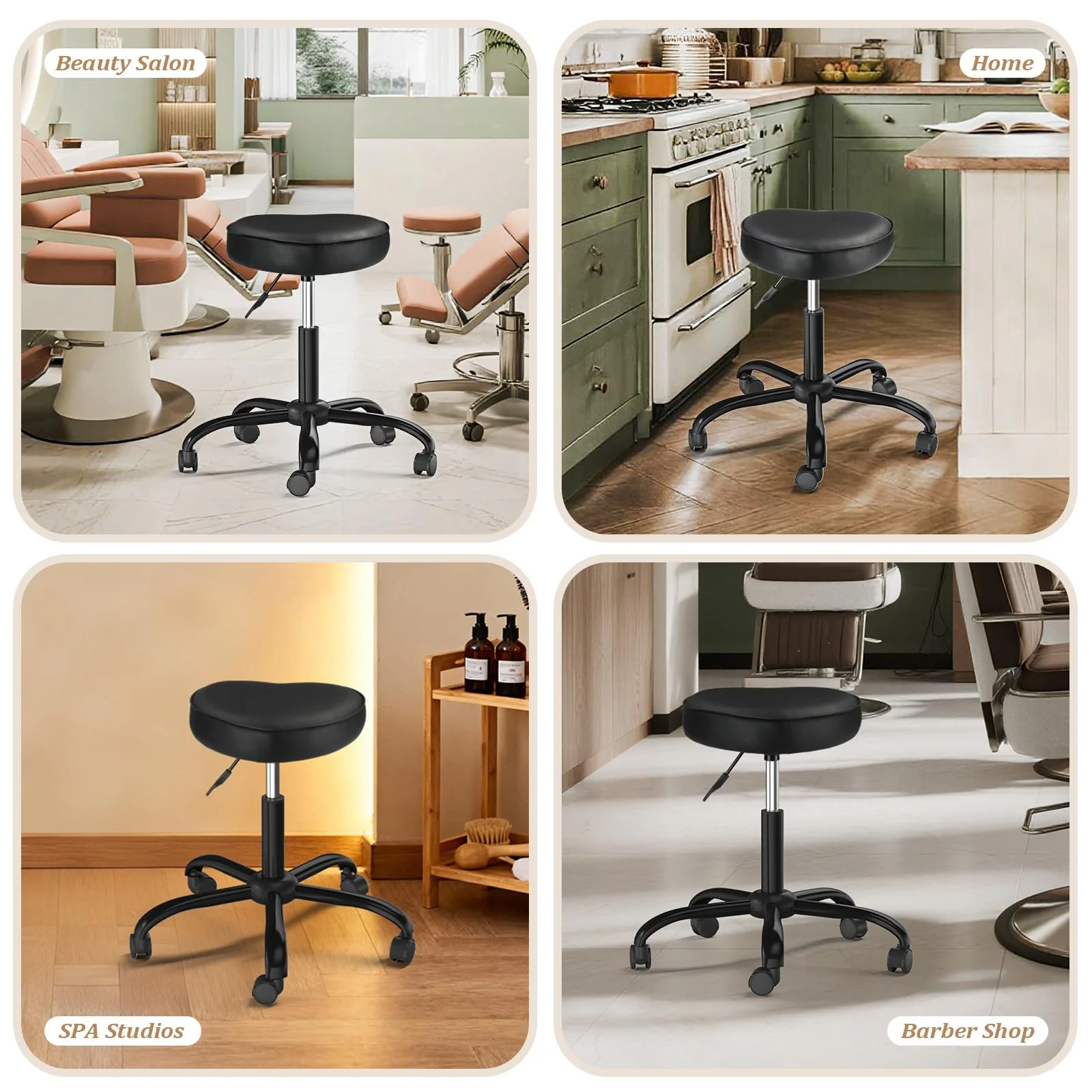 OmySalon 360° Swivel Heart-Shaped Hydraulic Rolling Salon Stool with Wheels - Image 11