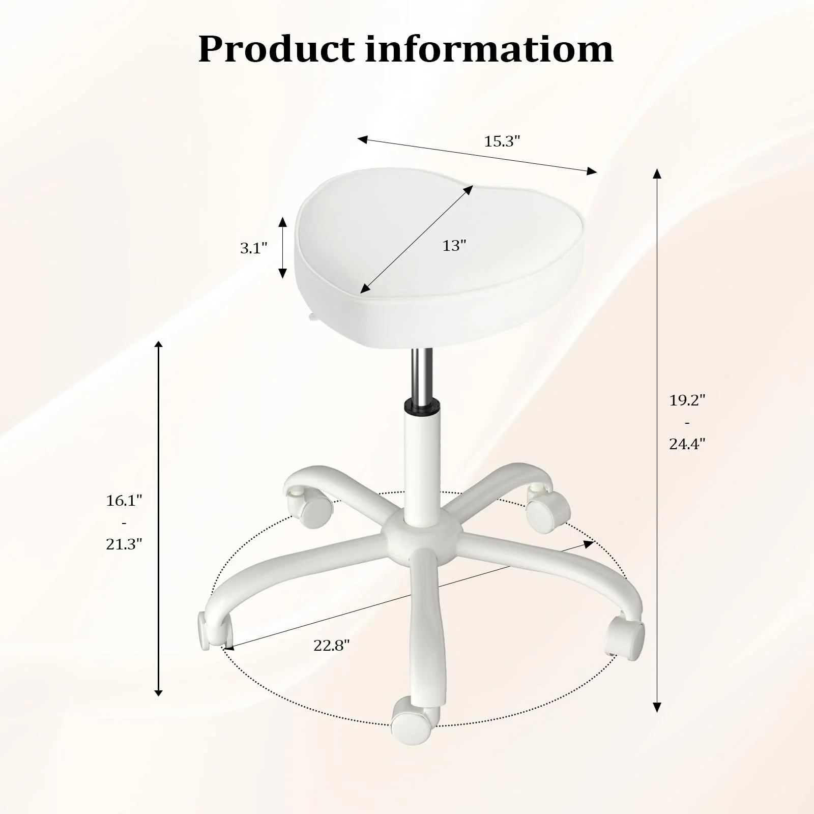 OmySalon 360° Swivel Heart-Shaped Hydraulic Rolling Salon Stool with Wheels - Image 13