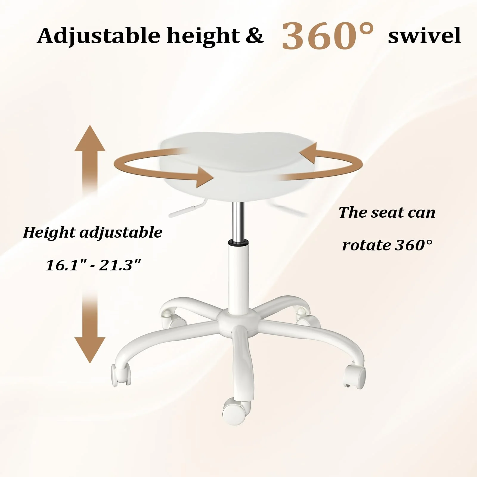 OmySalon 360° Swivel Heart-Shaped Hydraulic Rolling Salon Stool with Wheels - Image 16