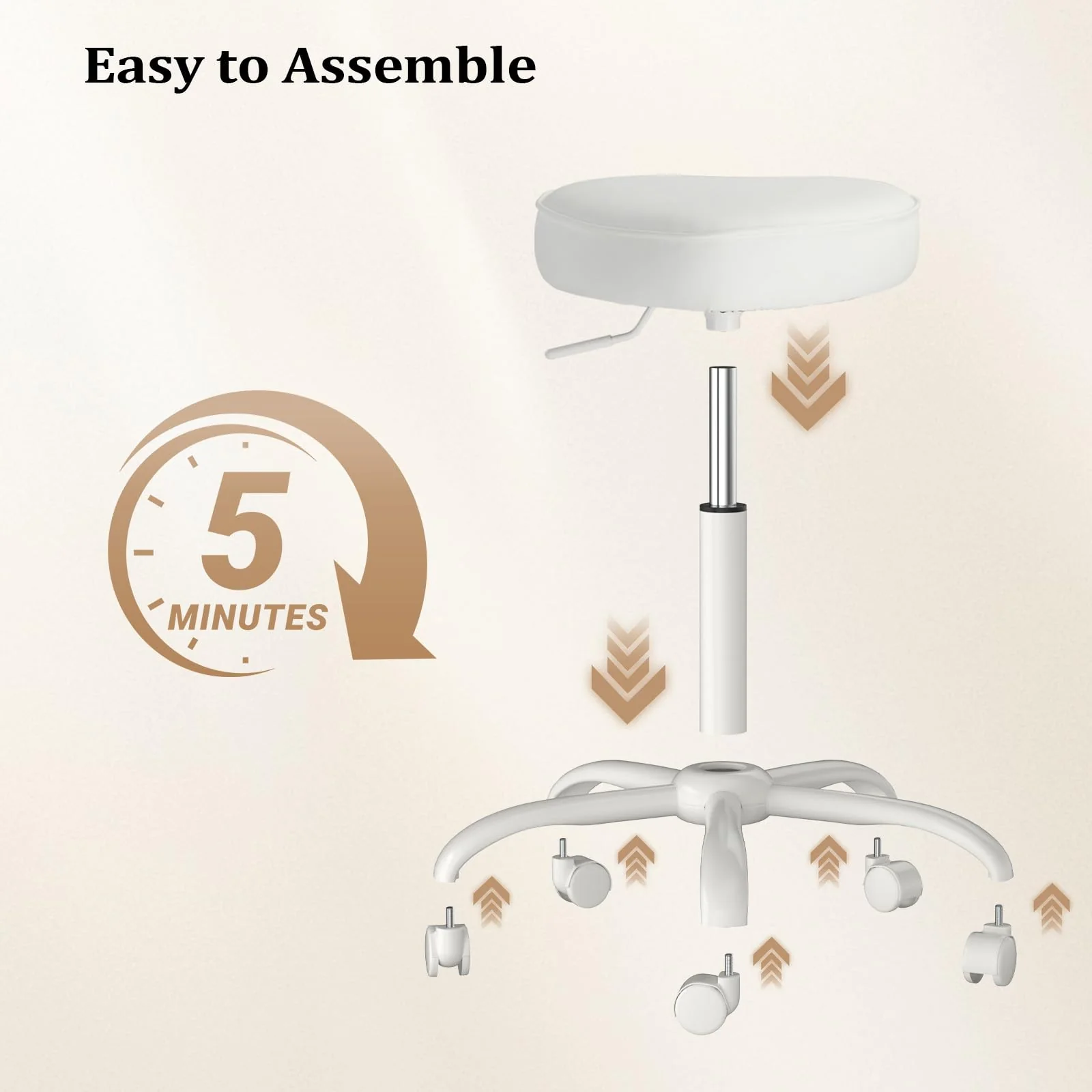 OmySalon 360° Swivel Heart-Shaped Hydraulic Rolling Salon Stool with Wheels - Image 17