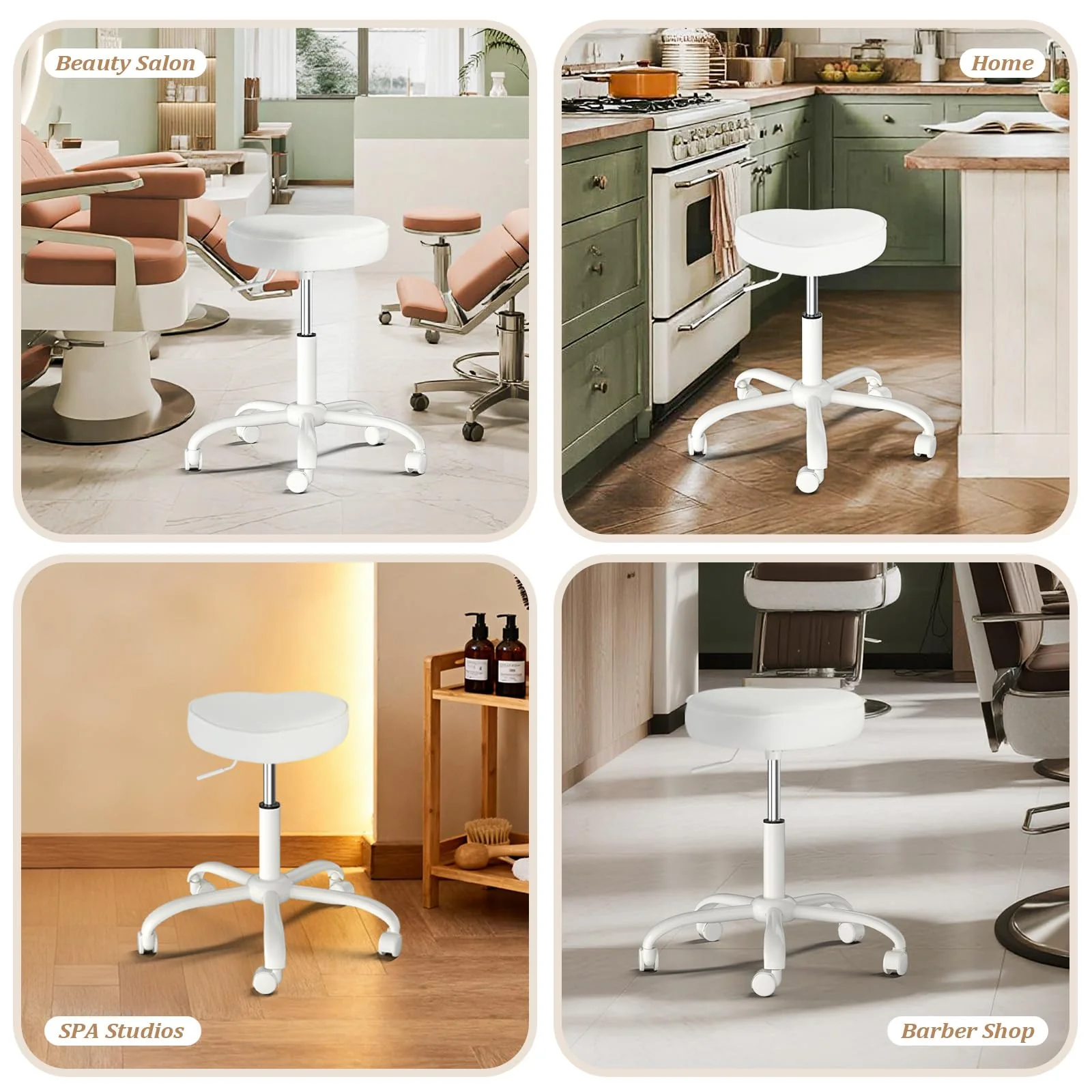 OmySalon 360° Swivel Heart-Shaped Hydraulic Rolling Salon Stool with Wheels - Image 18