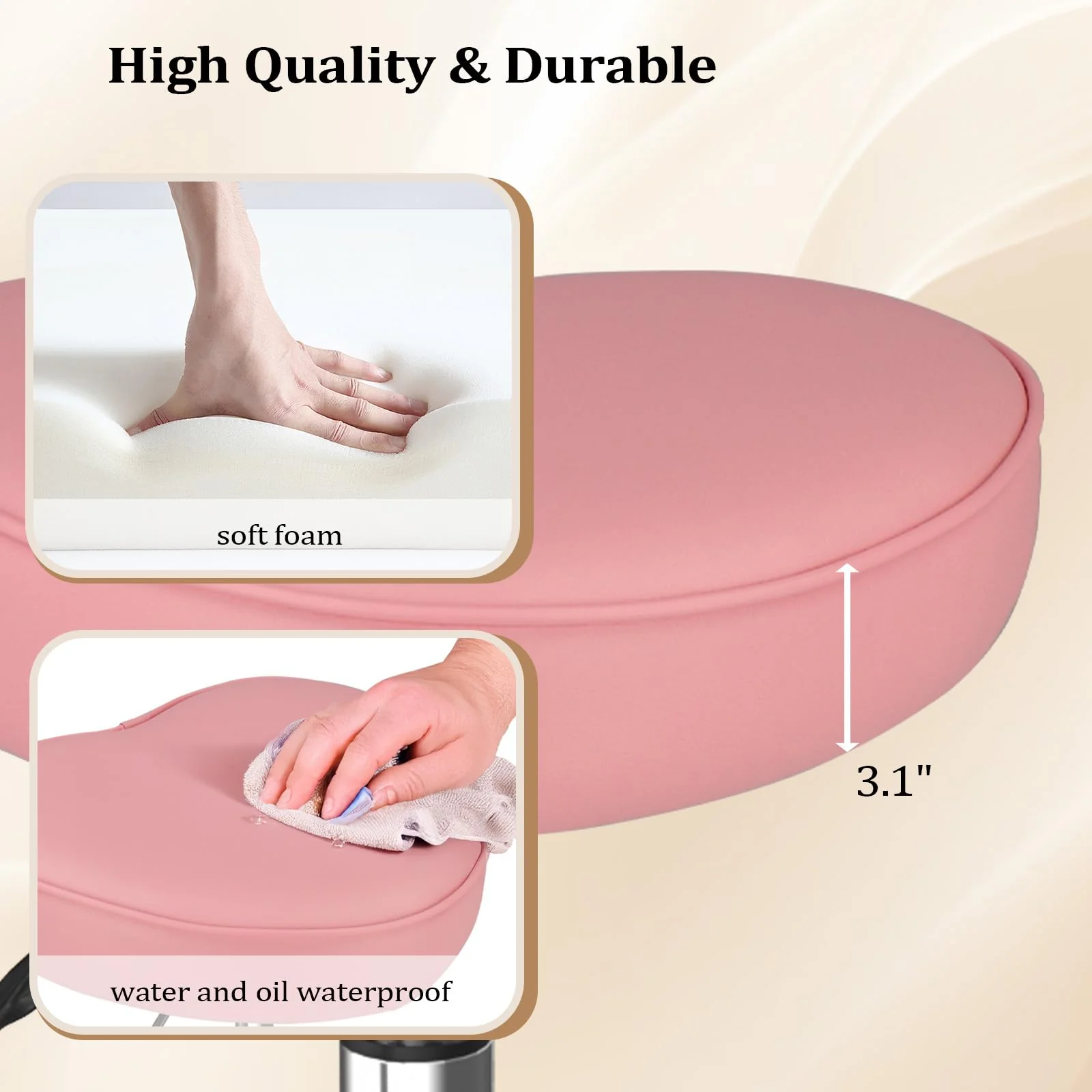 OmySalon 360° Swivel Heart-Shaped Hydraulic Rolling Salon Stool with Wheels - Image 21