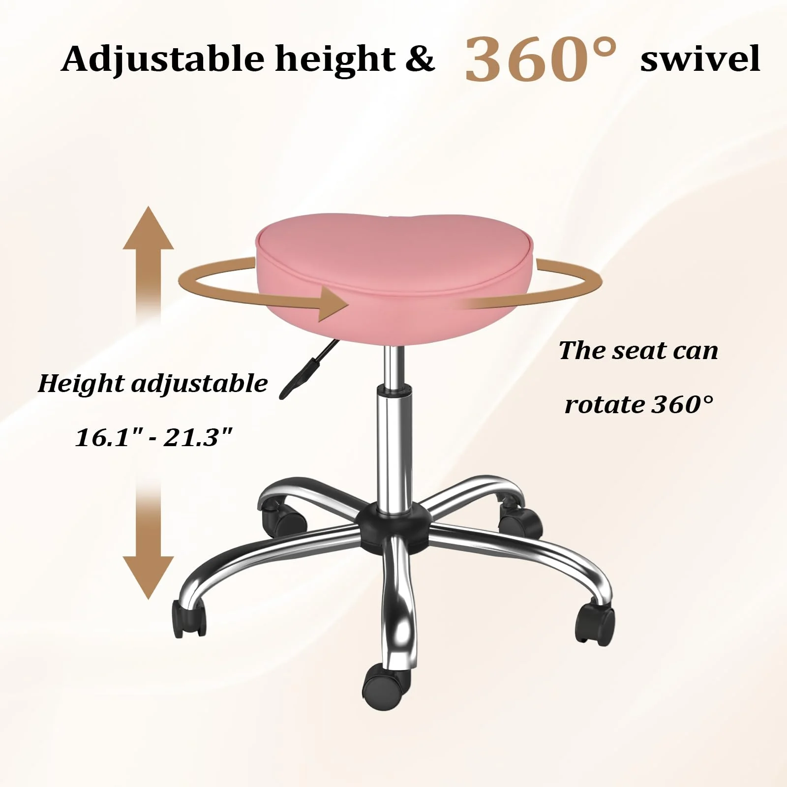 OmySalon 360° Swivel Heart-Shaped Hydraulic Rolling Salon Stool with Wheels - Image 23