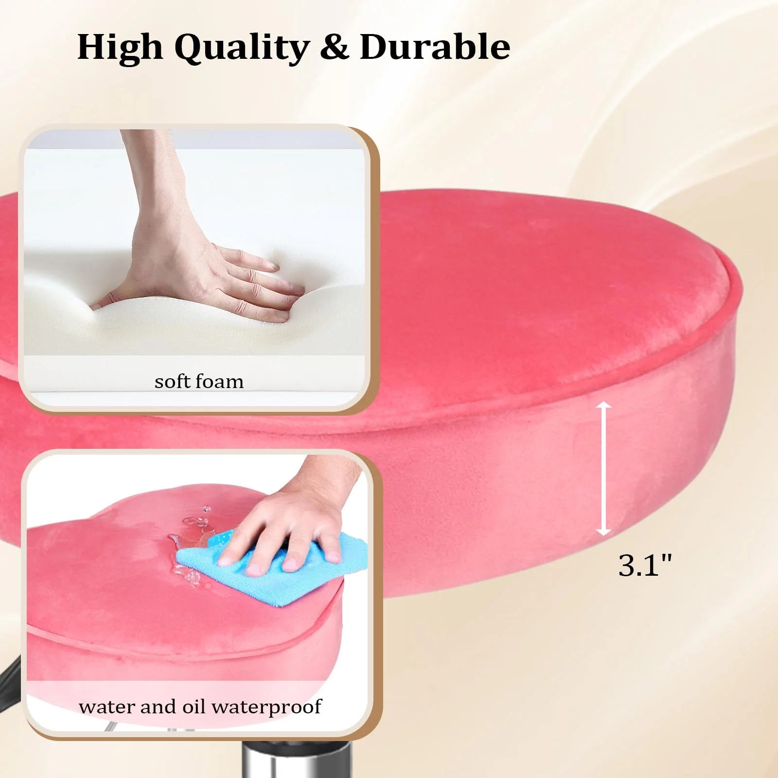 OmySalon 360° Swivel Heart-Shaped Hydraulic Rolling Salon Stool with Wheels - Image 28