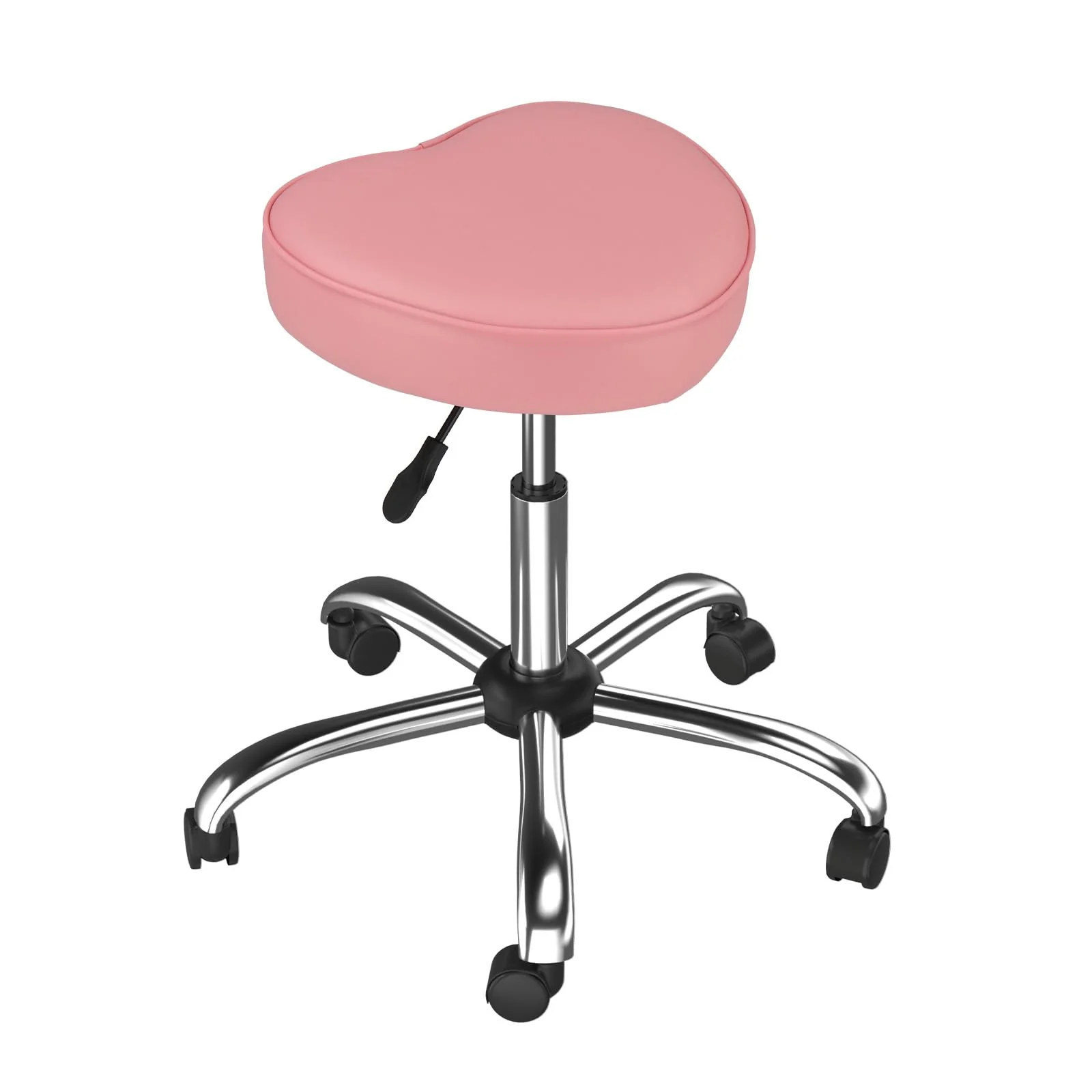 OmySalon 360° Swivel Heart-Shaped Hydraulic Rolling Salon Stool with Wheels - Image 3