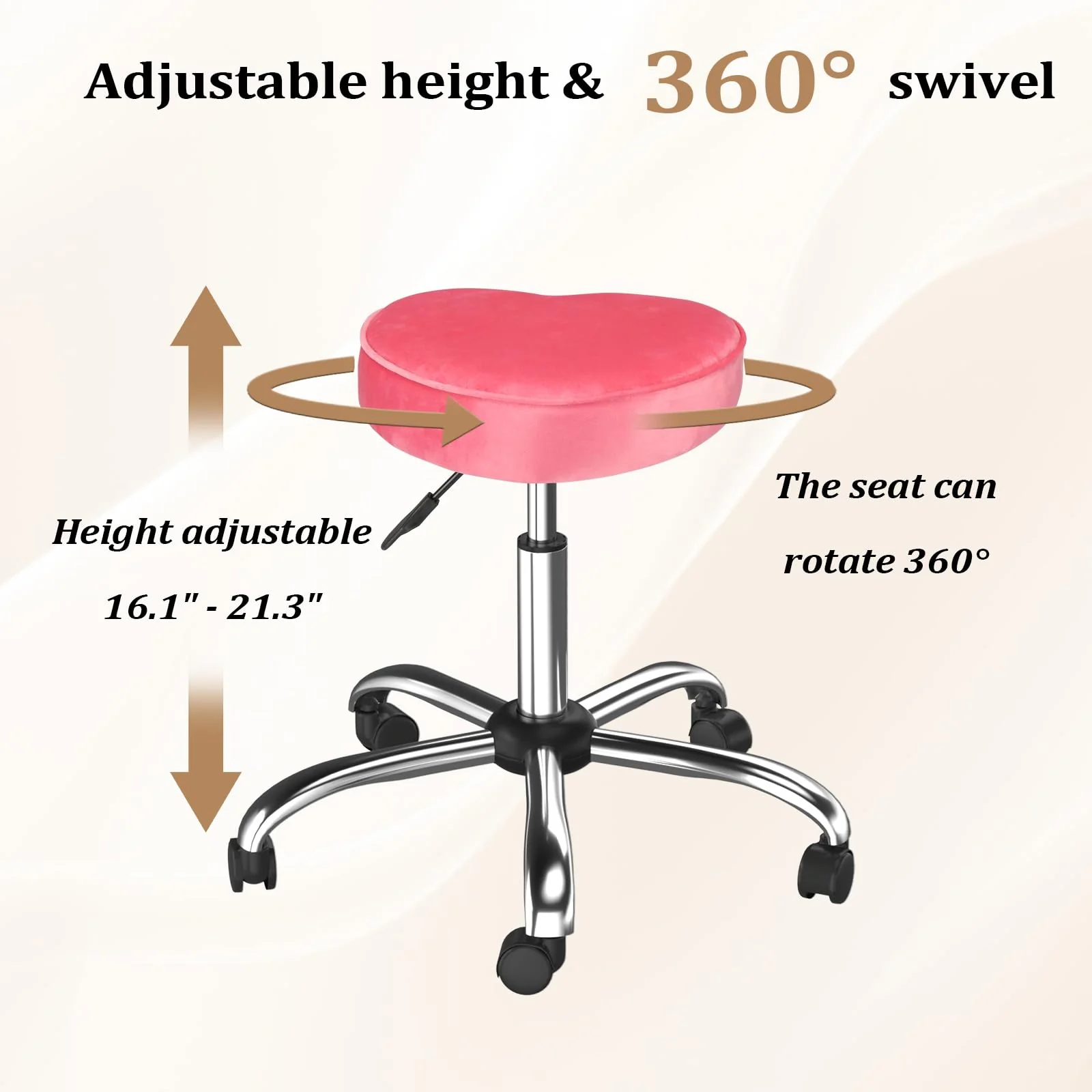 OmySalon 360° Swivel Heart-Shaped Hydraulic Rolling Salon Stool with Wheels - Image 30