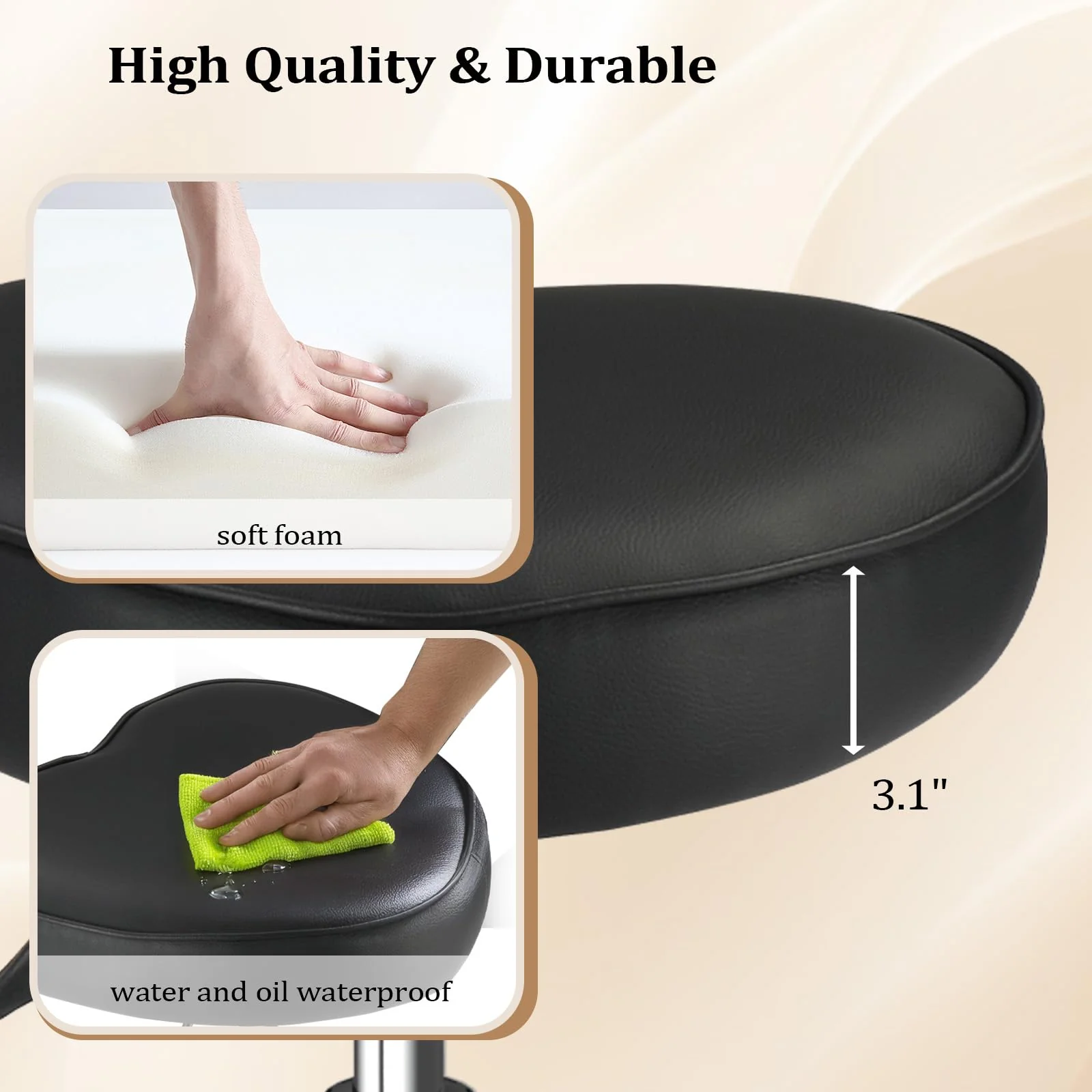 OmySalon 360° Swivel Heart-Shaped Hydraulic Rolling Salon Stool with Wheels - Image 7